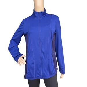 Champion Duo Dry M Blue Full Zip Athletic Jacket Track Coat Stretch Gym Workout